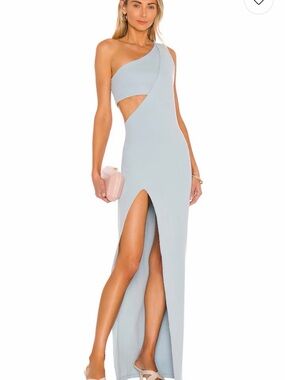 Atoir Time our Time Stands Still One-Shoulder Cutout Maxi Dress in Light Blue